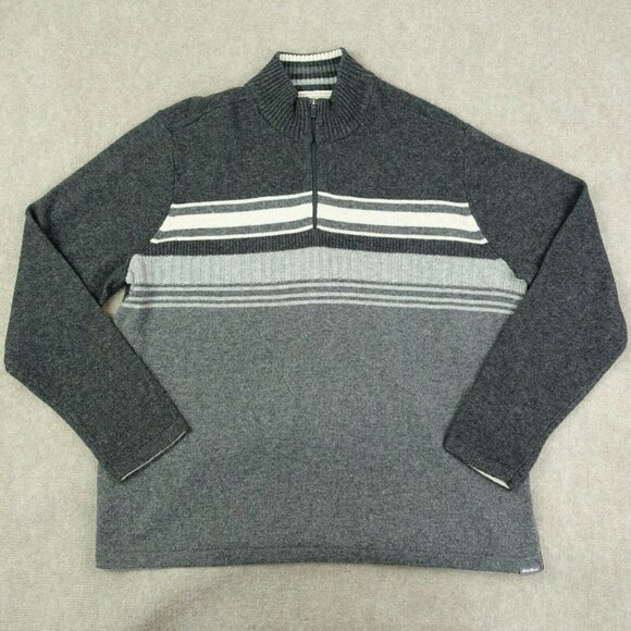 Eddie Bauer Men's XL Cotton  Mock Turtleneck Striped Gray Sweater - Picture 1 of 5
